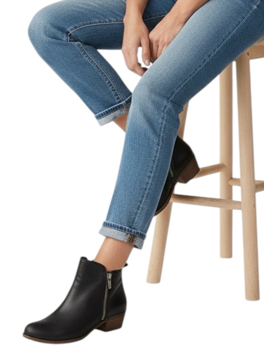 LUCKY BRAND Basel Double Zip Black Leather Ankle Booties Size 8.5-- Soft Leather